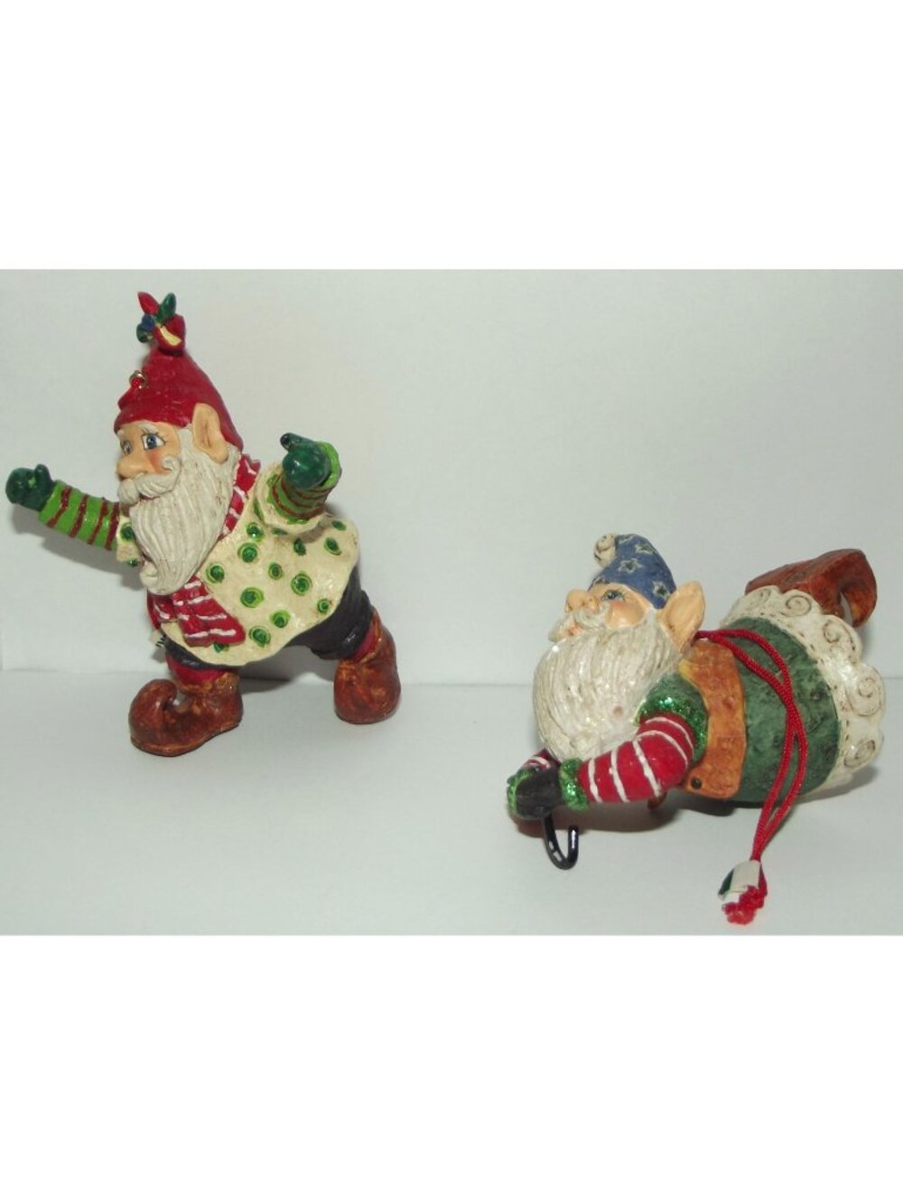 Bonijean Elves Ornaments lot of 2 Christmas Elf dancing tumbling